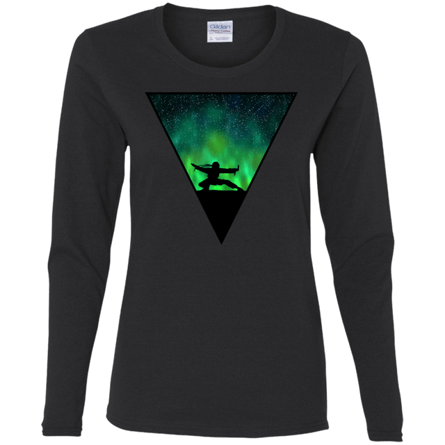 T-Shirts Black / S Northern Lights Pose Women's Long Sleeve T-Shirt