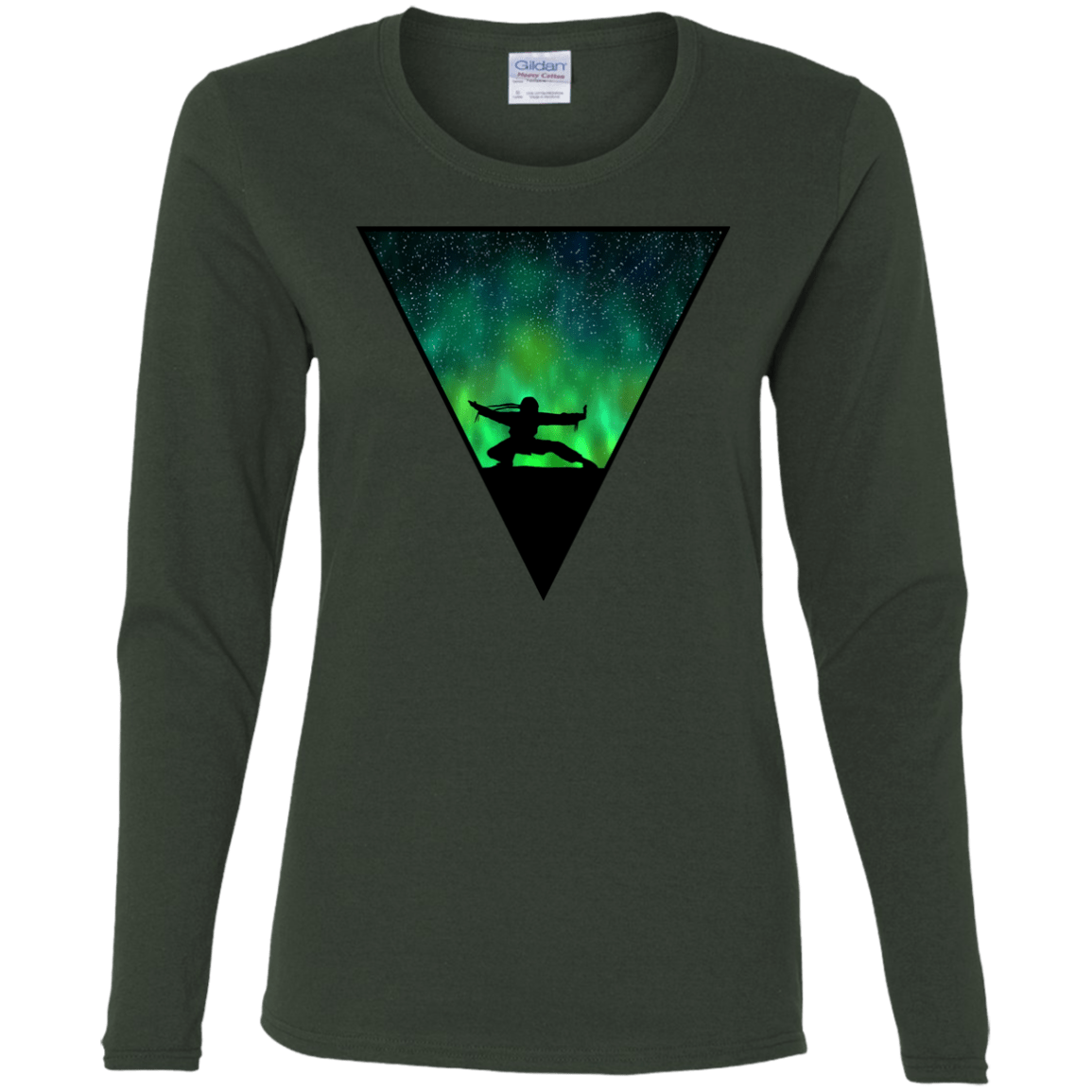 T-Shirts Forest / S Northern Lights Pose Women's Long Sleeve T-Shirt