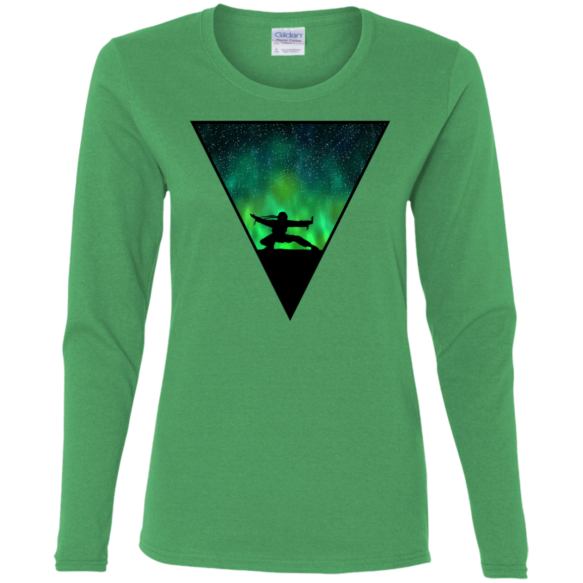 T-Shirts Irish Green / S Northern Lights Pose Women's Long Sleeve T-Shirt