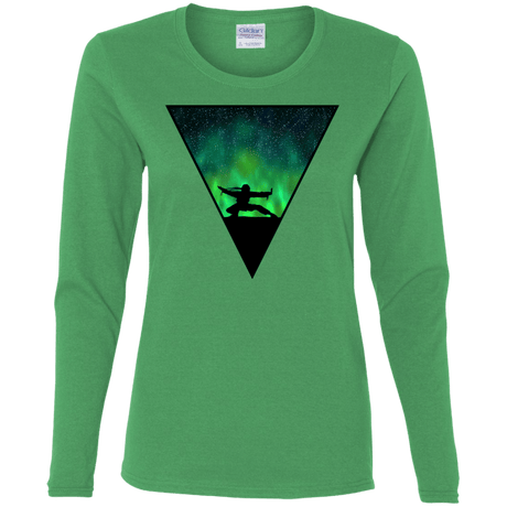 T-Shirts Irish Green / S Northern Lights Pose Women's Long Sleeve T-Shirt