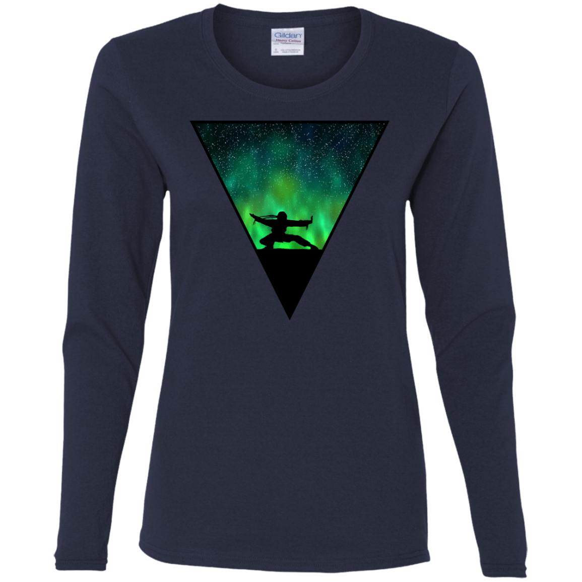 T-Shirts Navy / S Northern Lights Pose Women's Long Sleeve T-Shirt