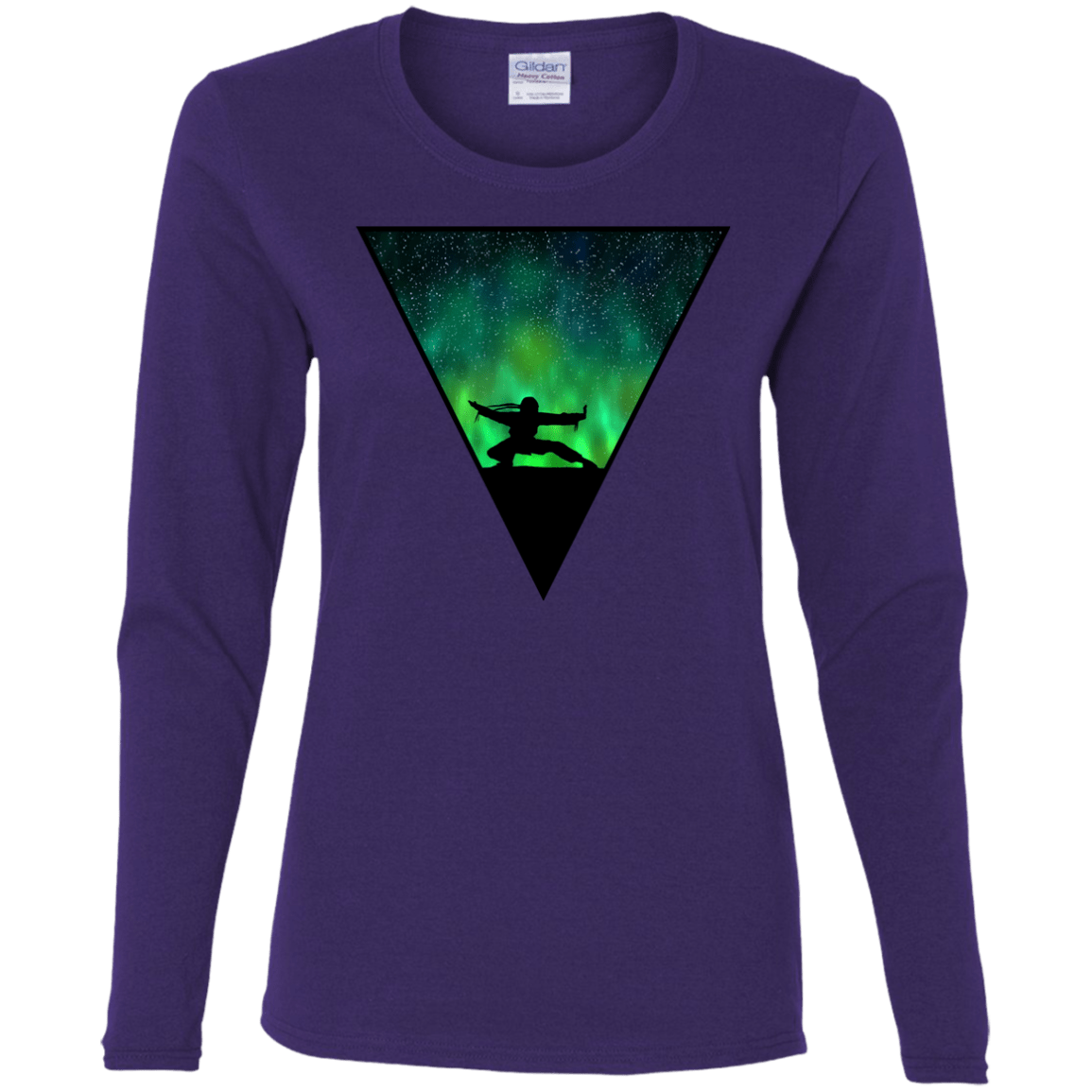 T-Shirts Purple / S Northern Lights Pose Women's Long Sleeve T-Shirt