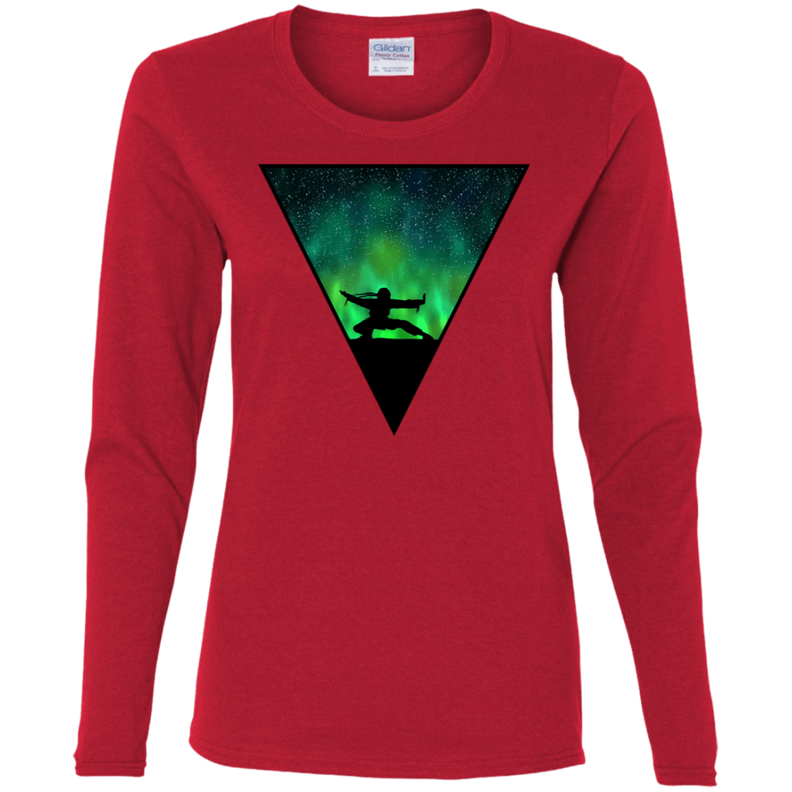 T-Shirts Red / S Northern Lights Pose Women's Long Sleeve T-Shirt