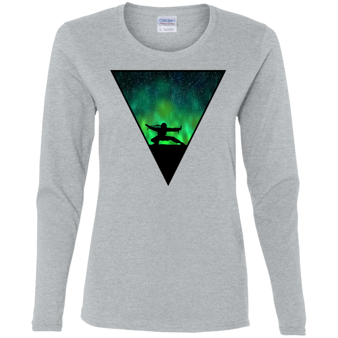 T-Shirts Sport Grey / S Northern Lights Pose Women's Long Sleeve T-Shirt