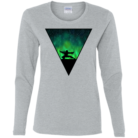 T-Shirts Sport Grey / S Northern Lights Pose Women's Long Sleeve T-Shirt