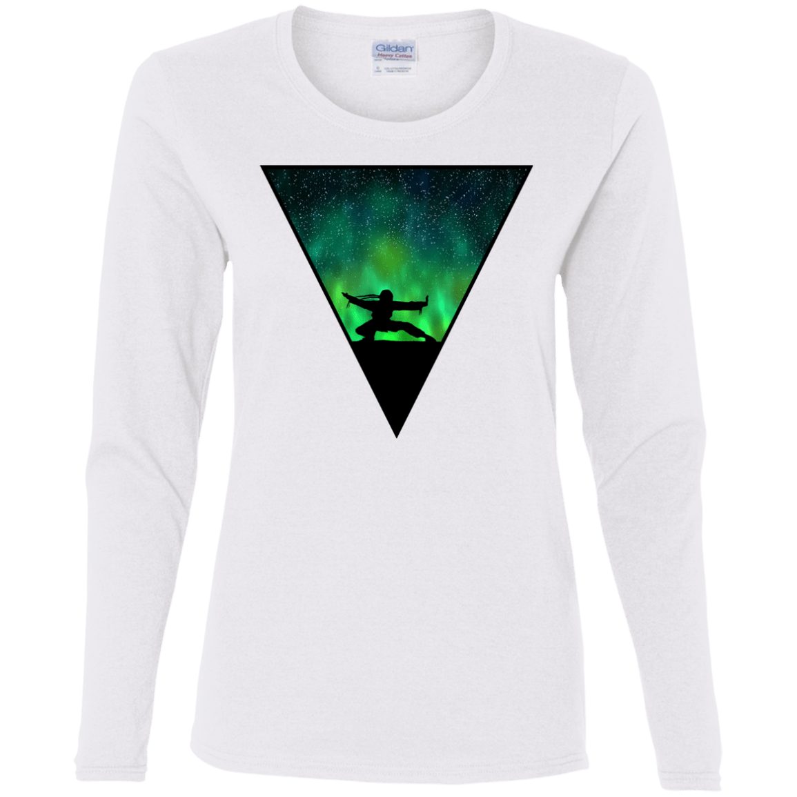 T-Shirts White / S Northern Lights Pose Women's Long Sleeve T-Shirt