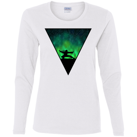 T-Shirts White / S Northern Lights Pose Women's Long Sleeve T-Shirt