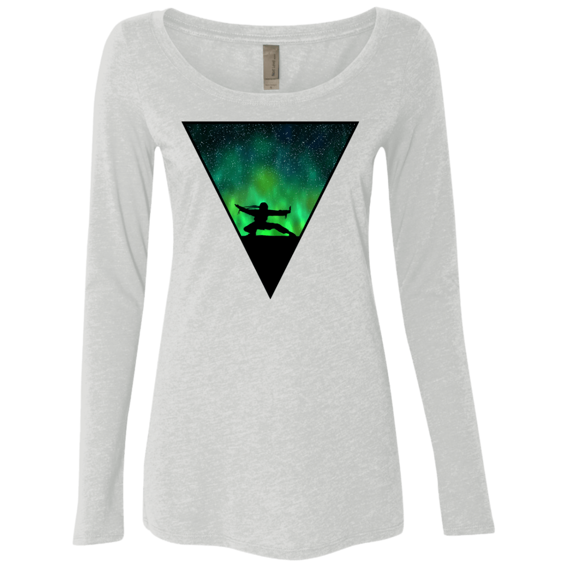 T-Shirts Heather White / S Northern Lights Pose Women's Triblend Long Sleeve Shirt