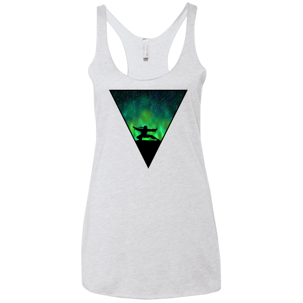 T-Shirts Heather White / X-Small Northern Lights Pose Women's Triblend Racerback Tank