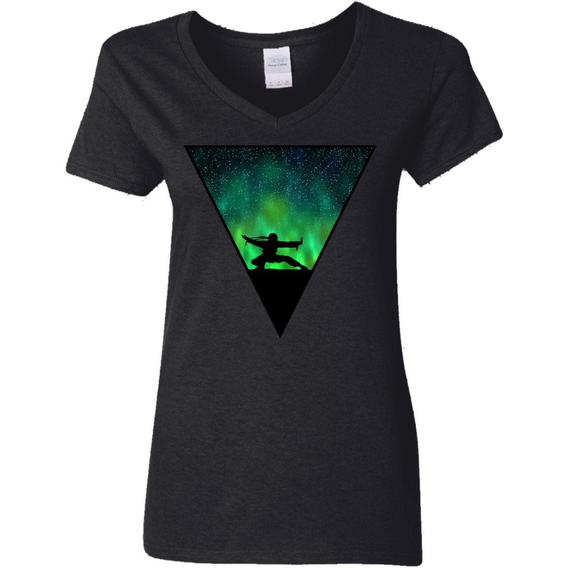 T-Shirts Black / S Northern Lights Pose Women's V-Neck T-Shirt