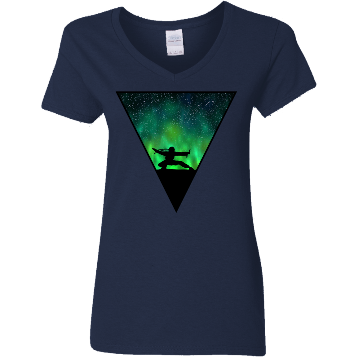 T-Shirts Navy / S Northern Lights Pose Women's V-Neck T-Shirt