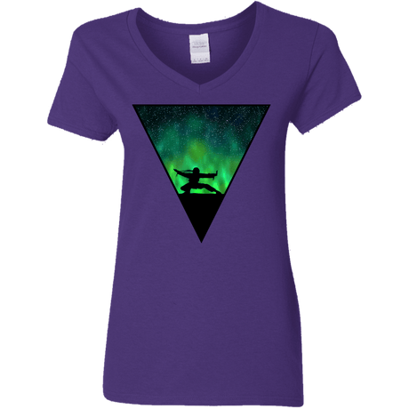 T-Shirts Purple / S Northern Lights Pose Women's V-Neck T-Shirt