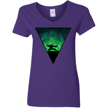 T-Shirts Purple / S Northern Lights Pose Women's V-Neck T-Shirt