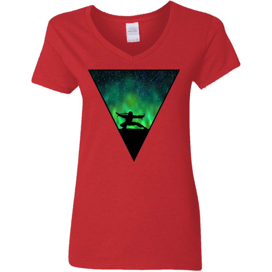 T-Shirts Red / S Northern Lights Pose Women's V-Neck T-Shirt