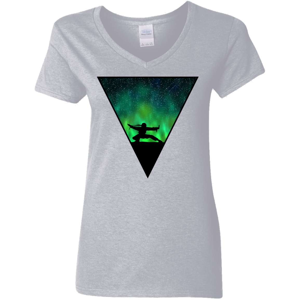 T-Shirts Sport Grey / S Northern Lights Pose Women's V-Neck T-Shirt