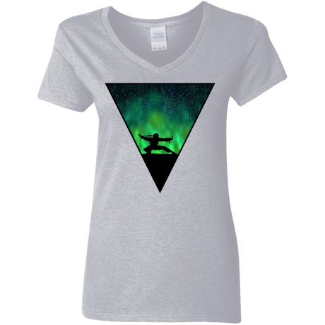 T-Shirts Sport Grey / S Northern Lights Pose Women's V-Neck T-Shirt