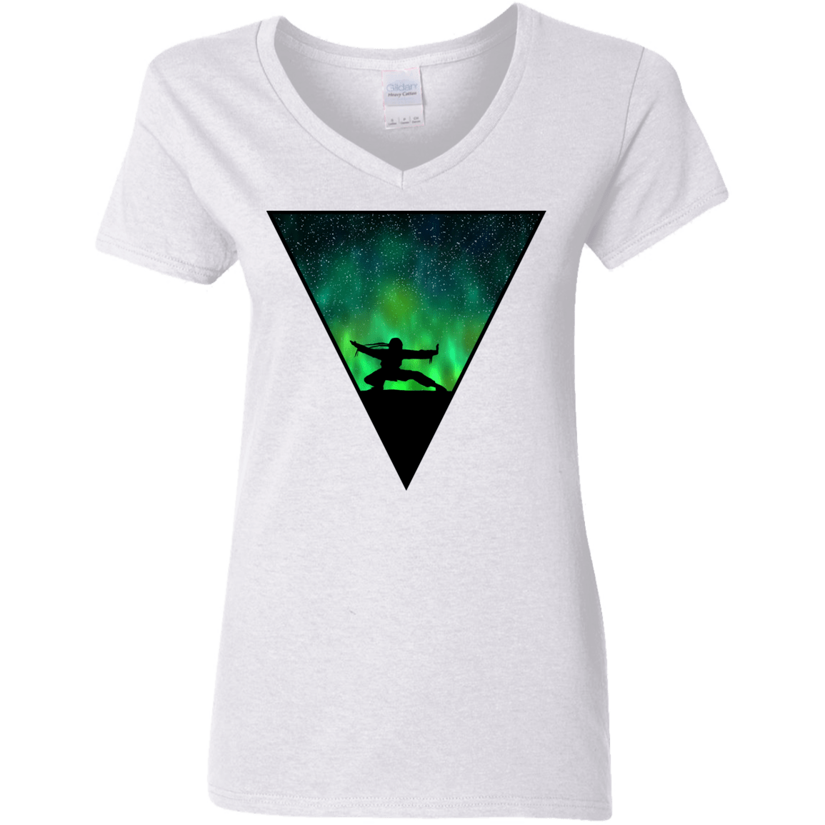 T-Shirts White / S Northern Lights Pose Women's V-Neck T-Shirt