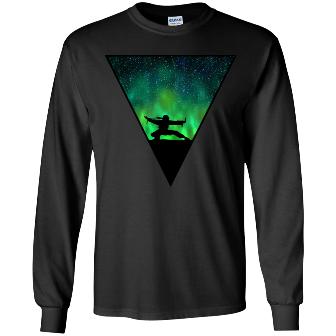T-Shirts Black / YS Northern Lights Pose Youth Long Sleeve T-Shirt