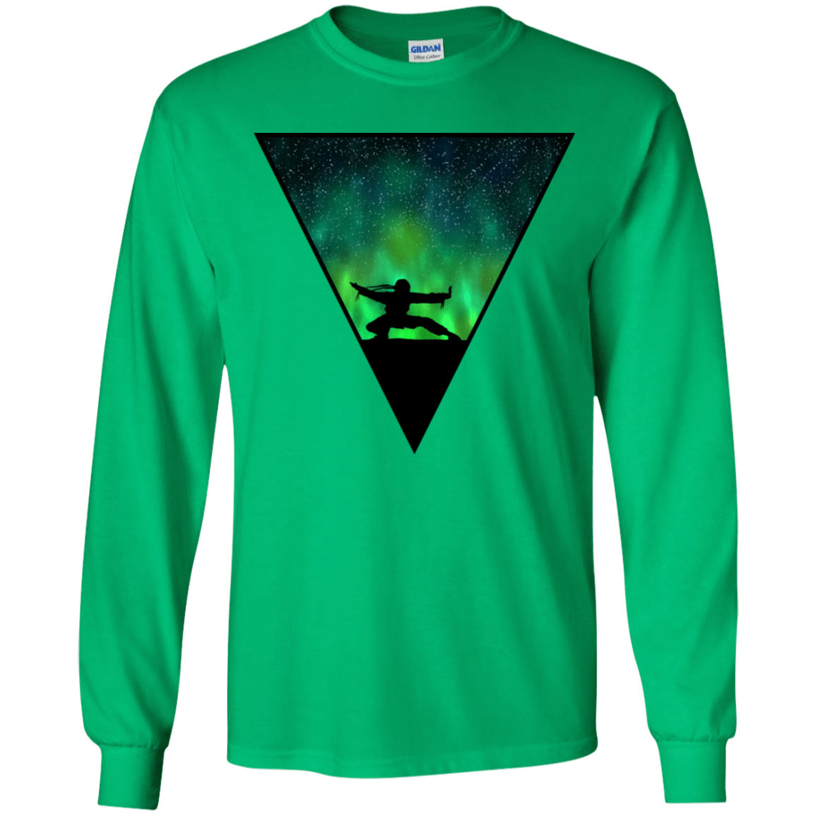 T-Shirts Irish Green / YS Northern Lights Pose Youth Long Sleeve T-Shirt