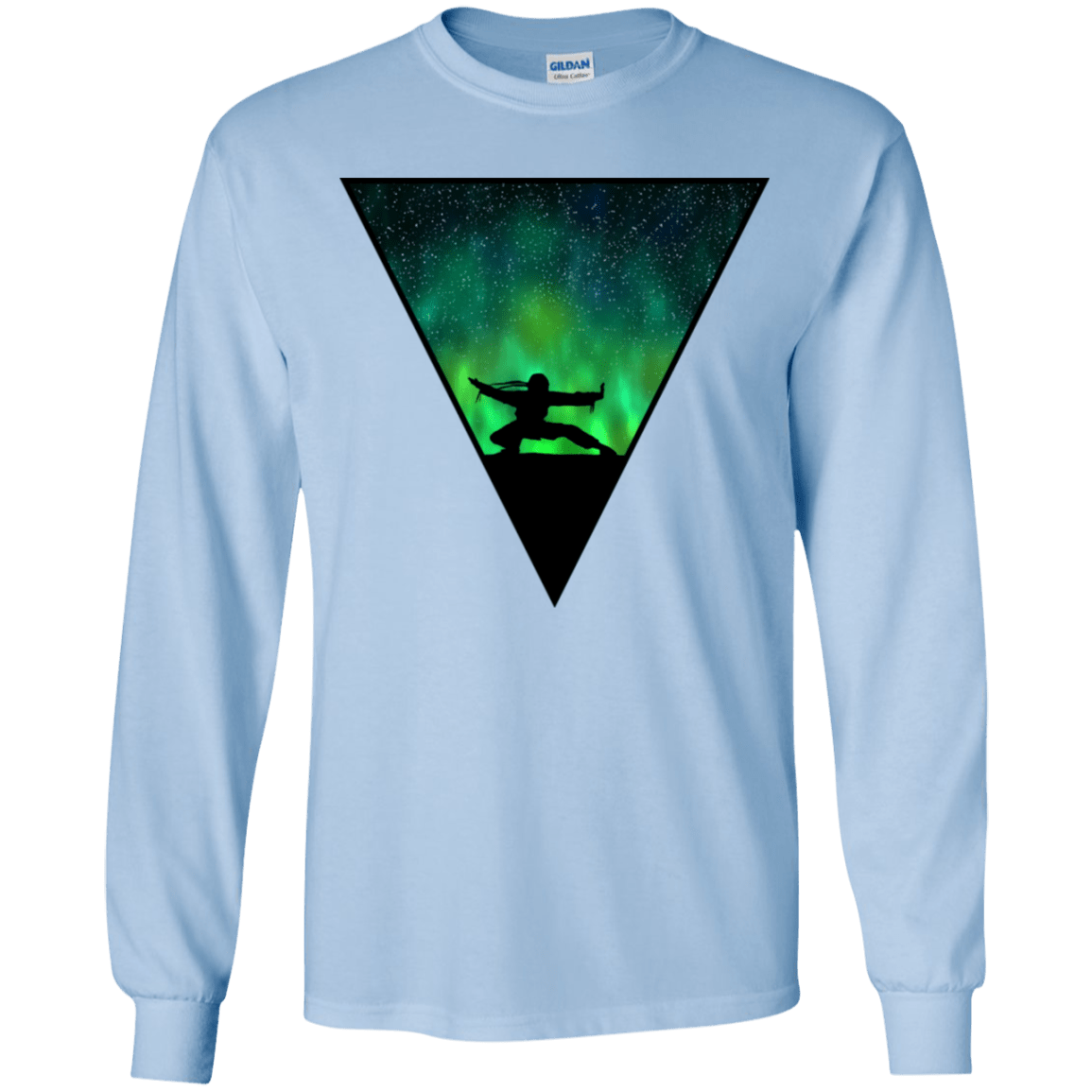 T-Shirts Light Blue / YS Northern Lights Pose Youth Long Sleeve T-Shirt