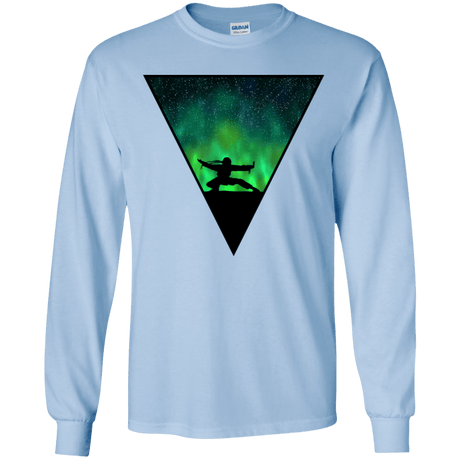 T-Shirts Light Blue / YS Northern Lights Pose Youth Long Sleeve T-Shirt