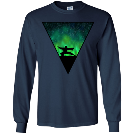T-Shirts Navy / YS Northern Lights Pose Youth Long Sleeve T-Shirt