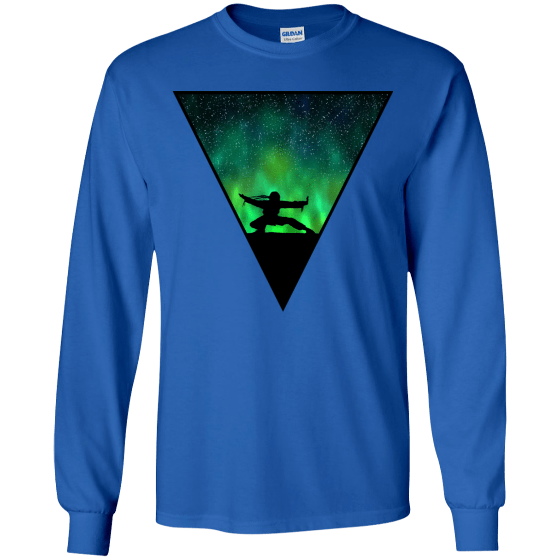 T-Shirts Royal / YS Northern Lights Pose Youth Long Sleeve T-Shirt
