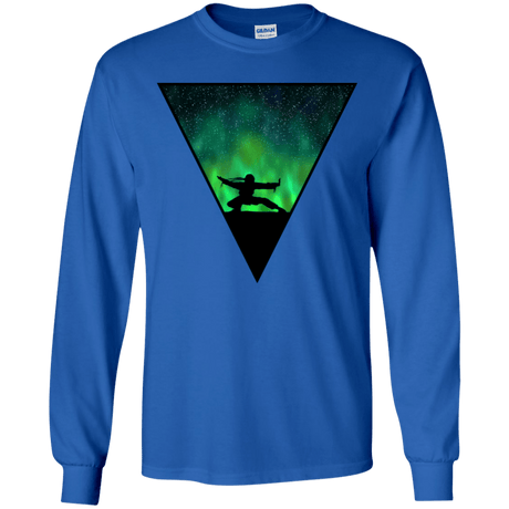 T-Shirts Royal / YS Northern Lights Pose Youth Long Sleeve T-Shirt