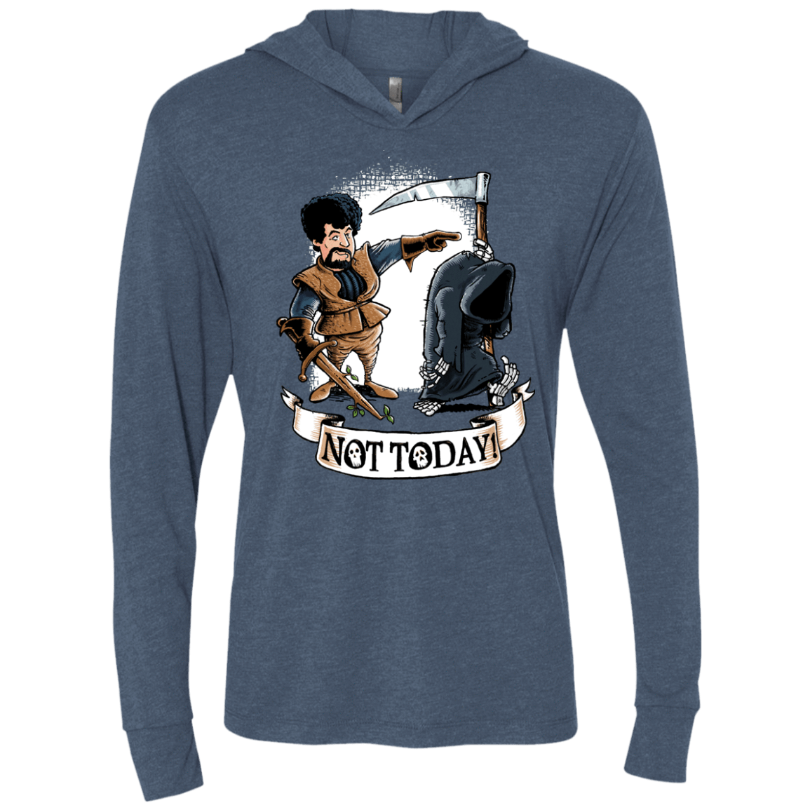 T-Shirts Indigo / X-Small Not Today Triblend Long Sleeve Hoodie Tee