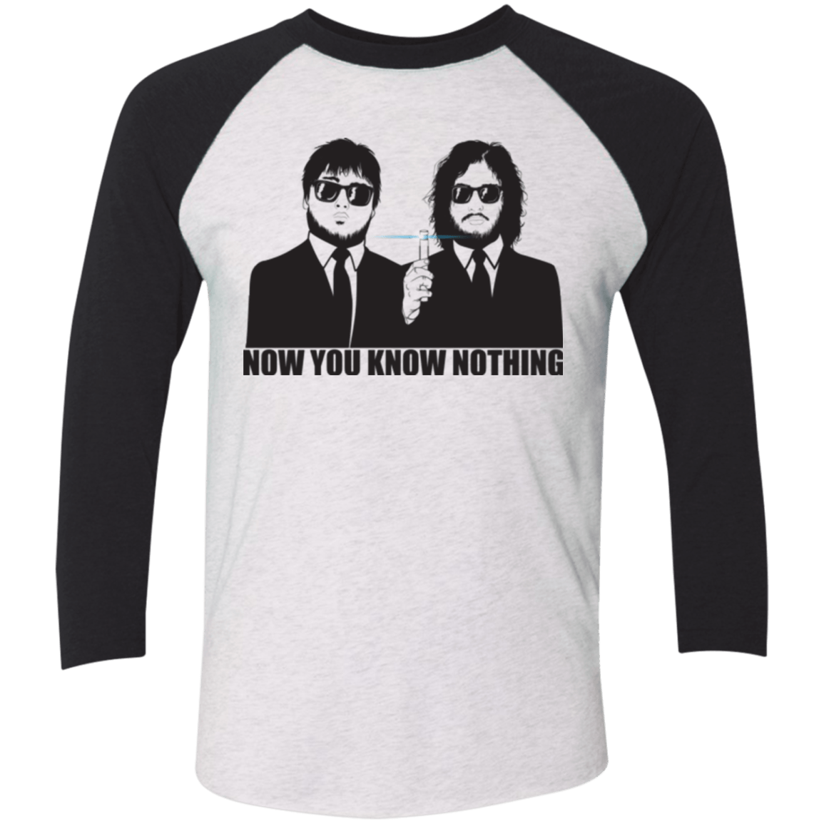 T-Shirts Heather White/Vintage Black / X-Small NOW YOU KNOW NOTHING Men's Triblend 3/4 Sleeve