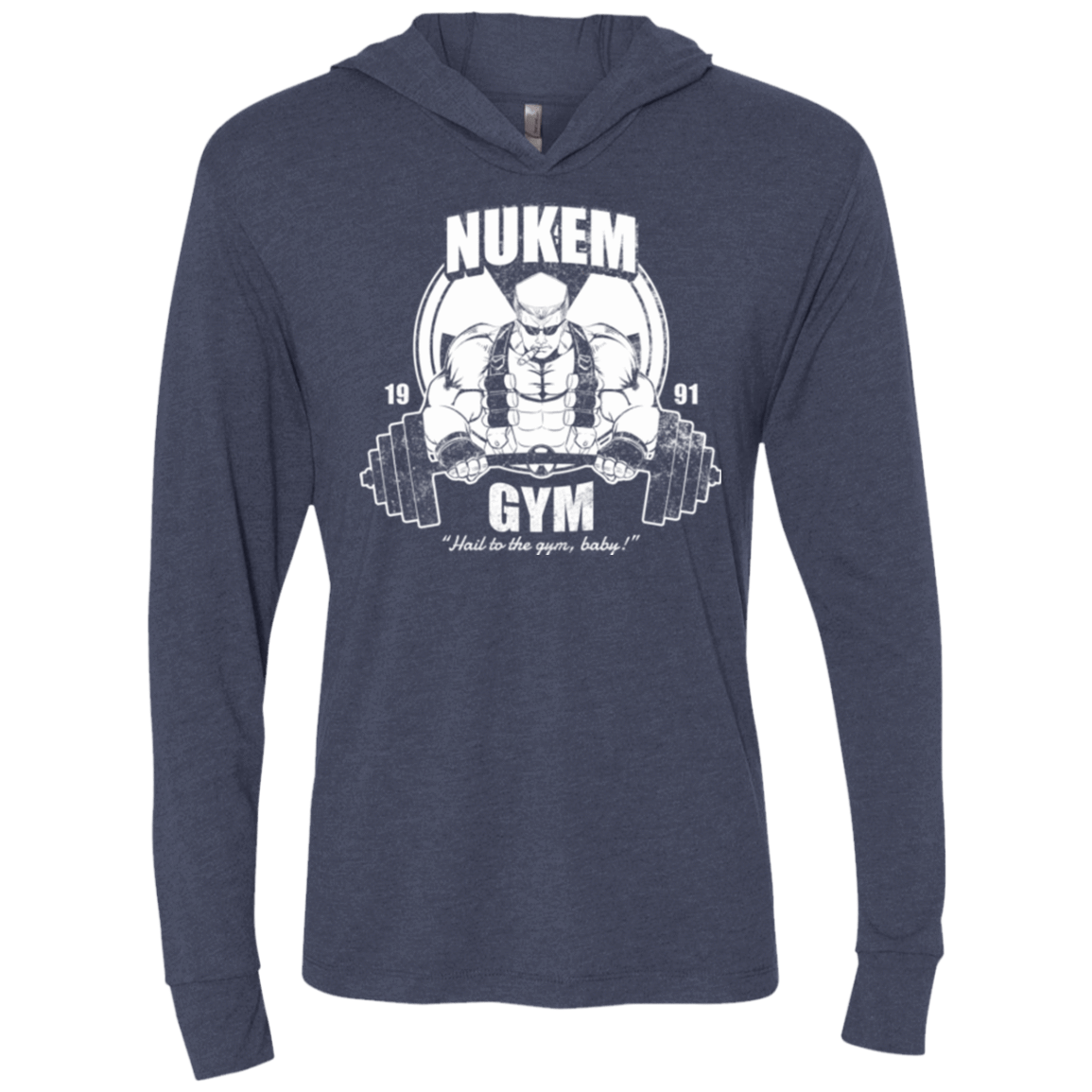 T-Shirts Vintage Navy / X-Small Nukem Gym Triblend Long Sleeve Hoodie Tee