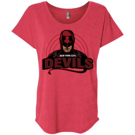 T-Shirts Vintage Red / X-Small NYC Devils Triblend Dolman Sleeve