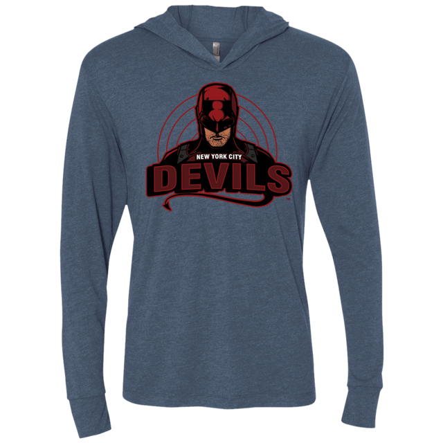 T-Shirts Indigo / X-Small NYC Devils Triblend Long Sleeve Hoodie Tee