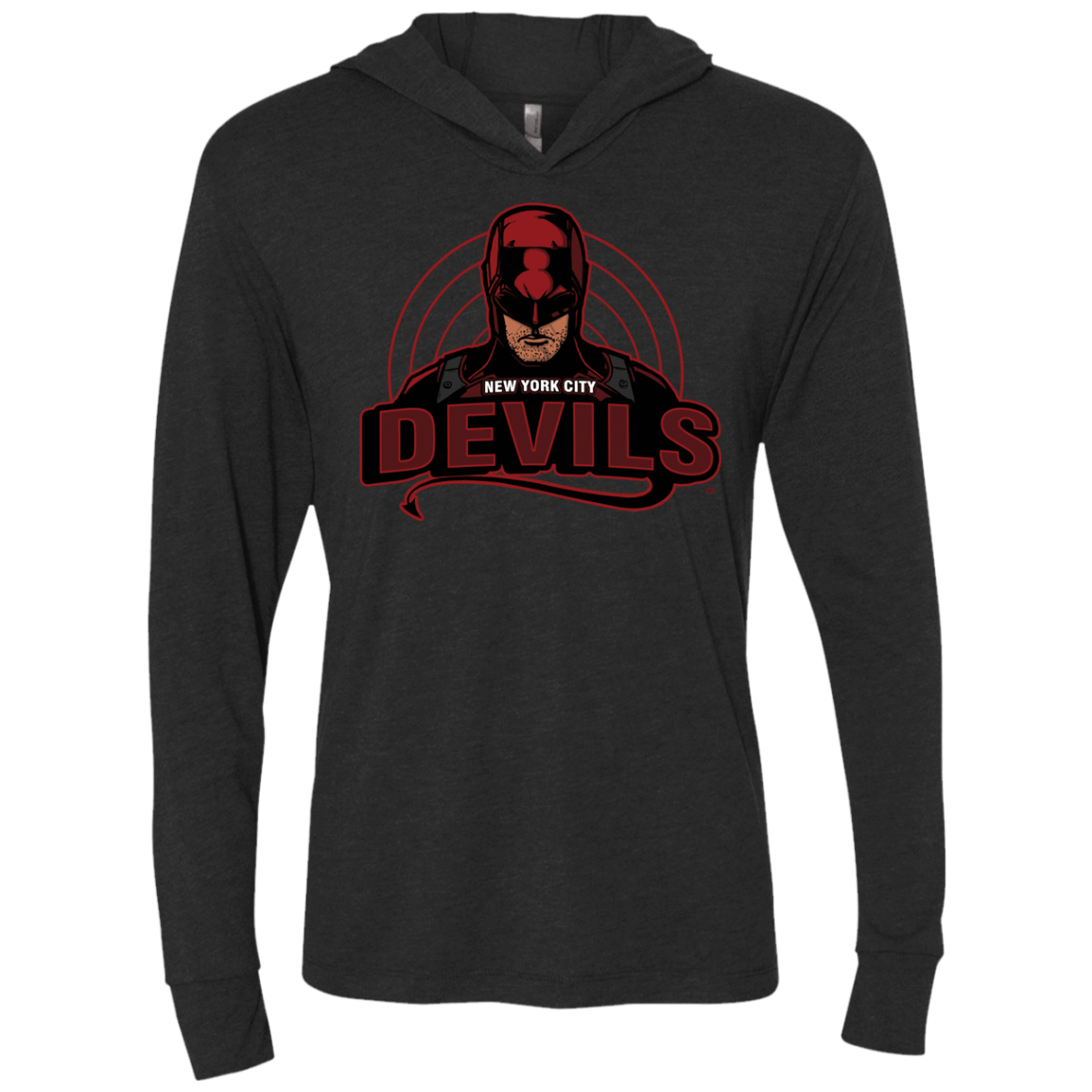 T-Shirts Vintage Black / X-Small NYC Devils Triblend Long Sleeve Hoodie Tee