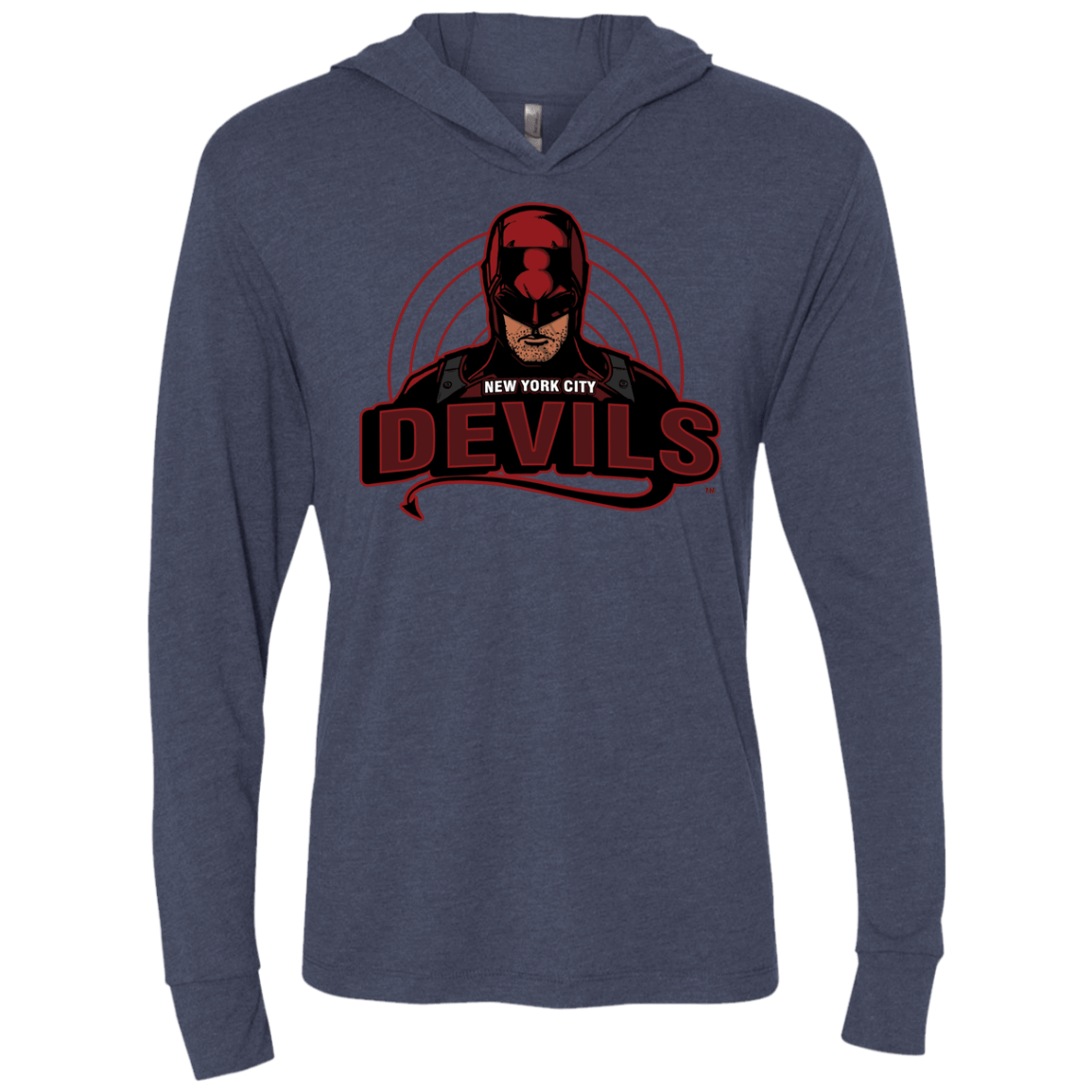 T-Shirts Vintage Navy / X-Small NYC Devils Triblend Long Sleeve Hoodie Tee