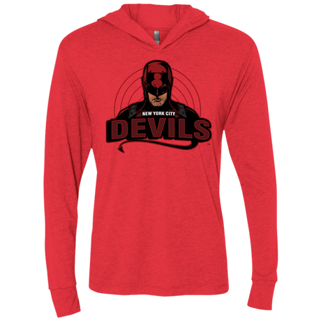 T-Shirts Vintage Red / X-Small NYC Devils Triblend Long Sleeve Hoodie Tee