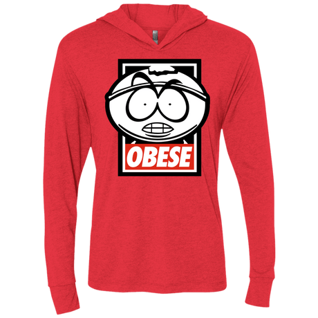 T-Shirts Vintage Red / X-Small Obese Triblend Long Sleeve Hoodie Tee