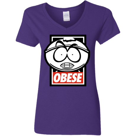 T-Shirts Purple / S Obese Women's V-Neck T-Shirt