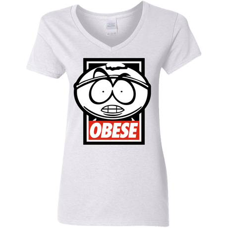 T-Shirts White / S Obese Women's V-Neck T-Shirt