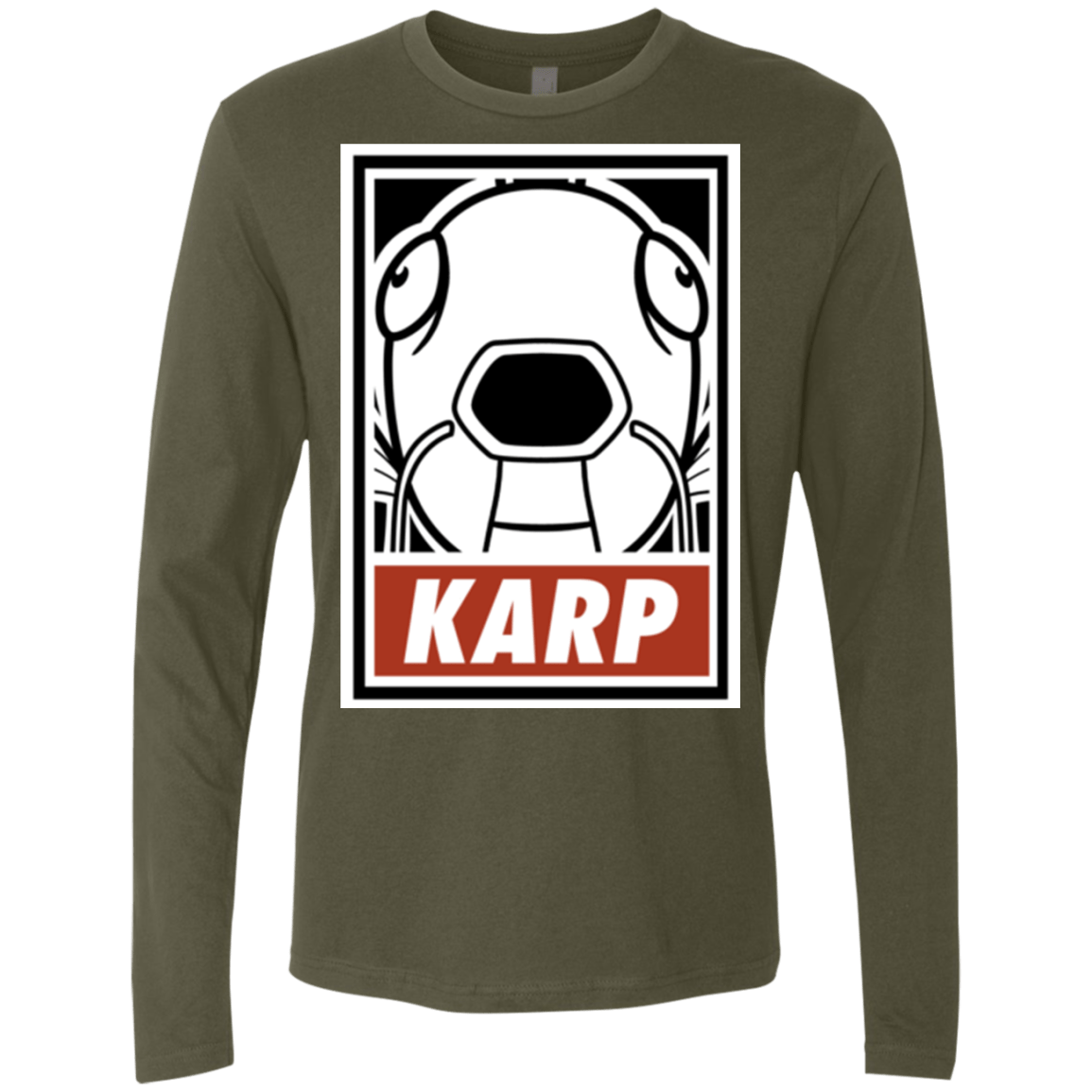 T-Shirts Military Green / Small Obey Karp Men's Premium Long Sleeve
