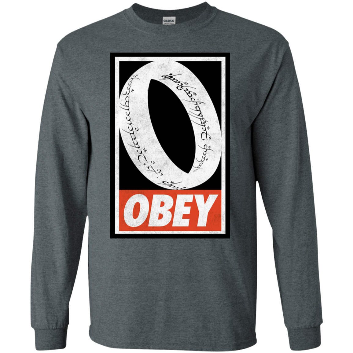 T-Shirts Dark Heather / S Obey One Ring Men's Long Sleeve T-Shirt