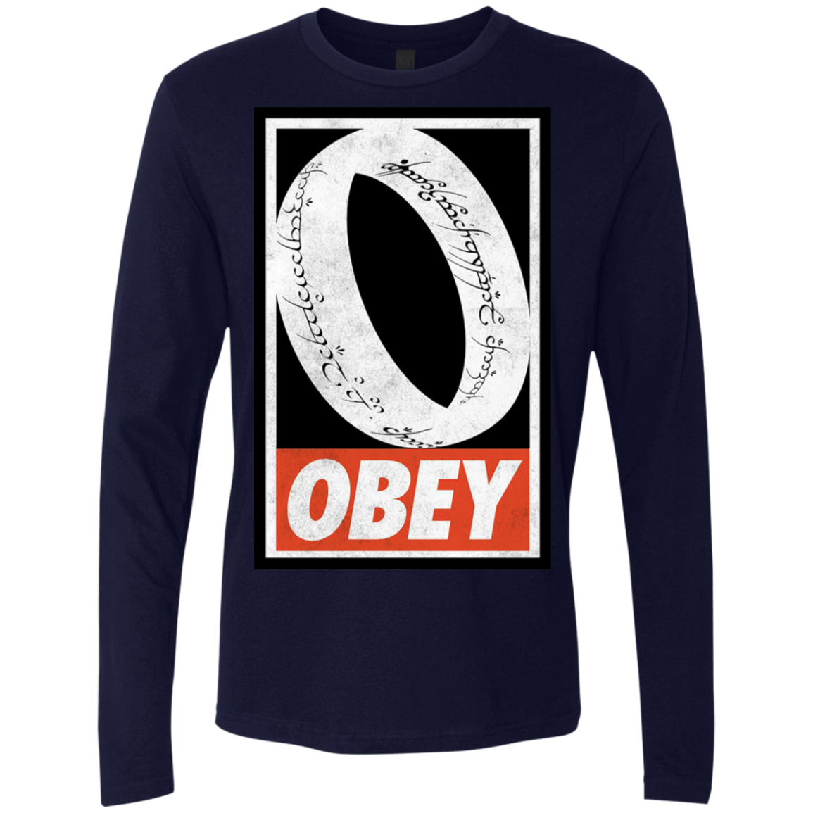 T-Shirts Midnight Navy / S Obey One Ring Men's Premium Long Sleeve