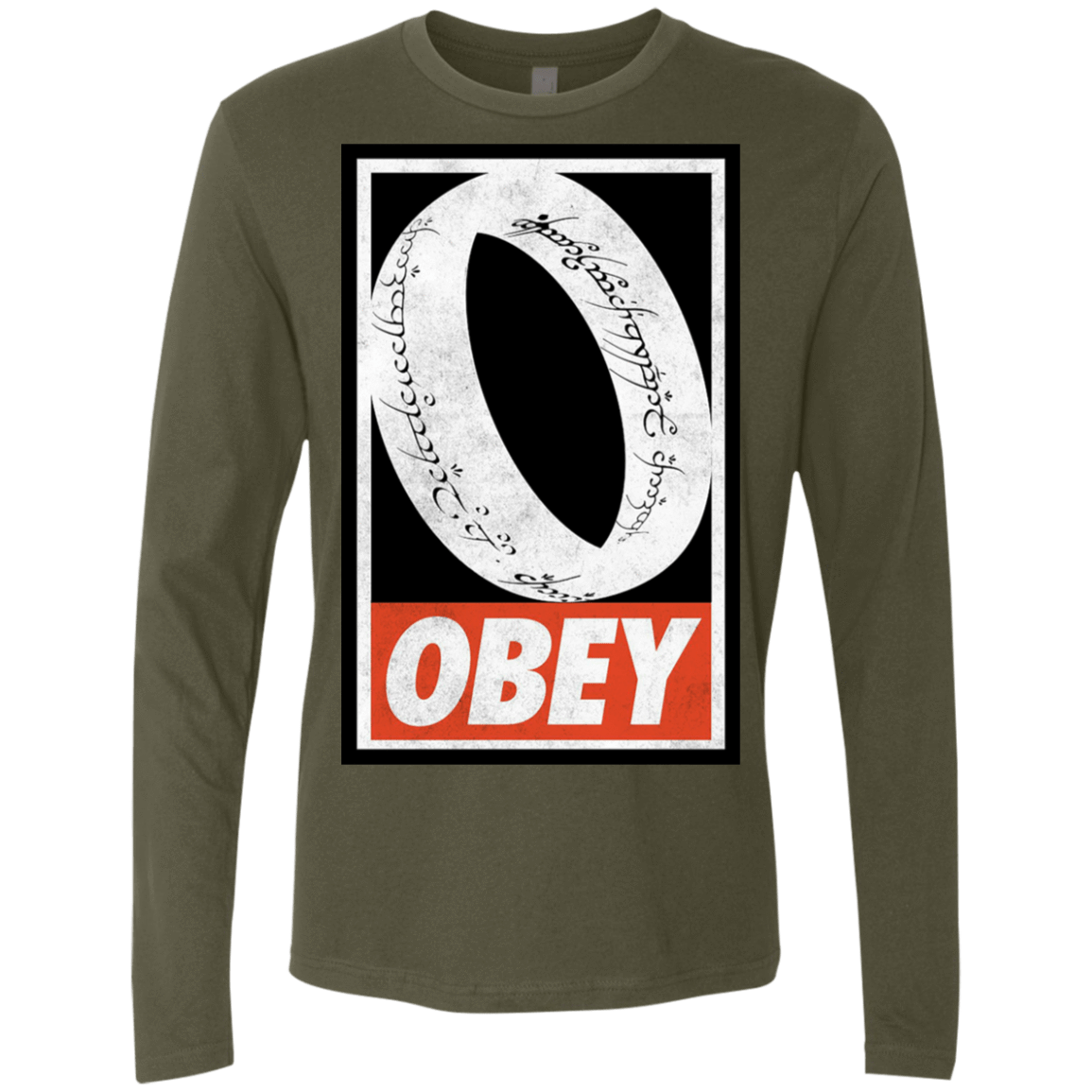 T-Shirts Military Green / S Obey One Ring Men's Premium Long Sleeve