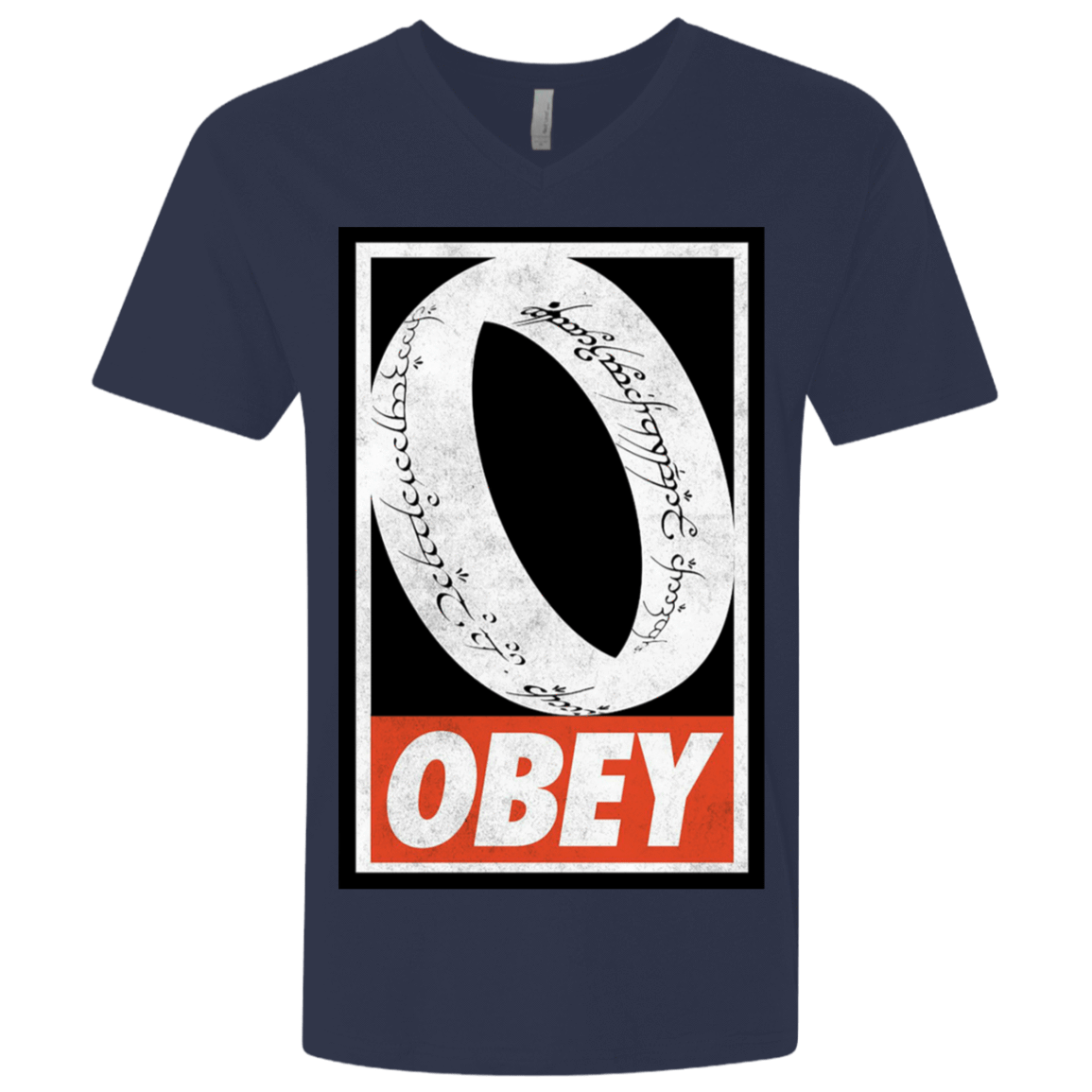 T-Shirts Midnight Navy / X-Small Obey One Ring Men's Premium V-Neck