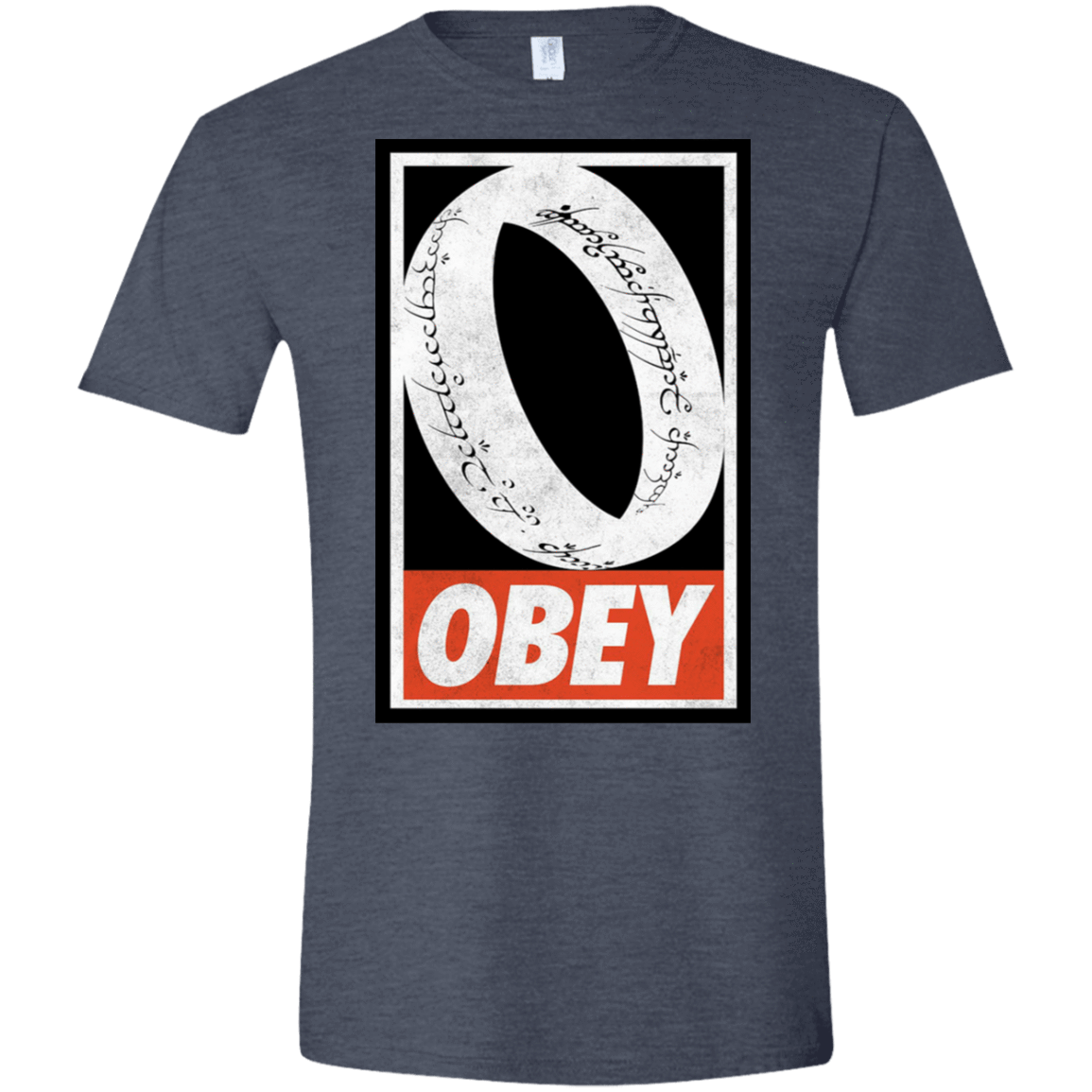 T-Shirts Heather Navy / S Obey One Ring Men's Semi-Fitted Softstyle