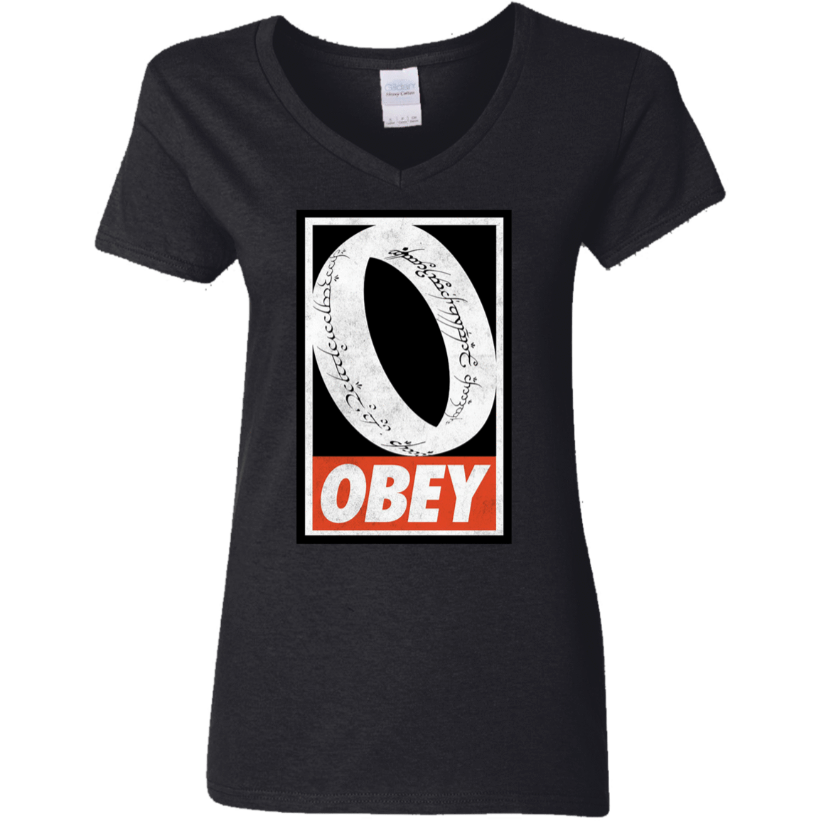 T-Shirts Black / S Obey One Ring Women's V-Neck T-Shirt