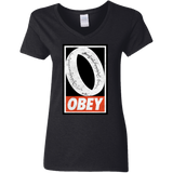 T-Shirts Black / S Obey One Ring Women's V-Neck T-Shirt