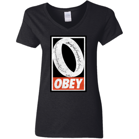 T-Shirts Black / S Obey One Ring Women's V-Neck T-Shirt