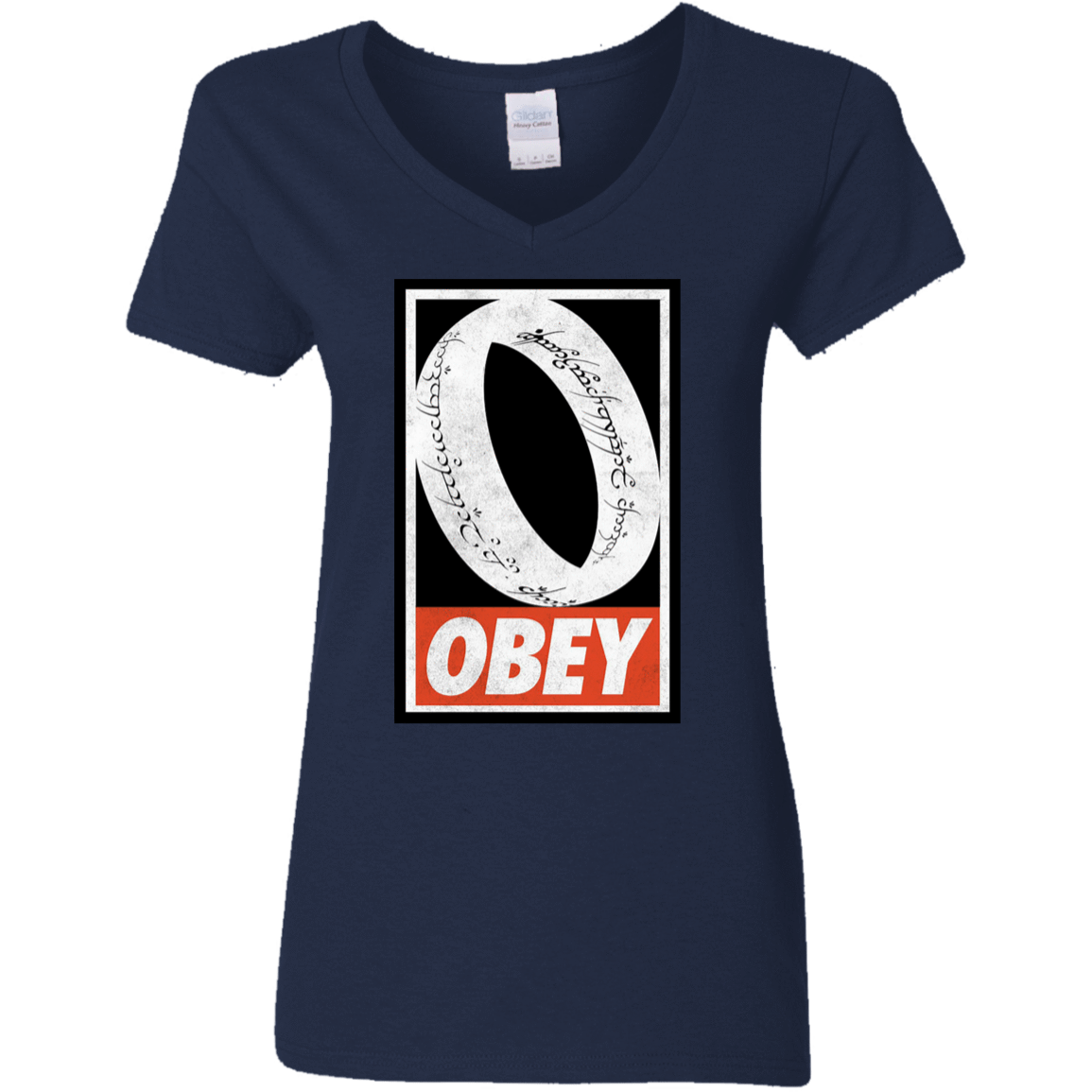 T-Shirts Navy / S Obey One Ring Women's V-Neck T-Shirt