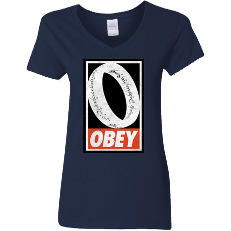 T-Shirts Navy / S Obey One Ring Women's V-Neck T-Shirt